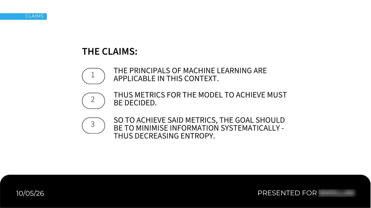 Slide: The claims: machine learning principles apply to how a company is structured.